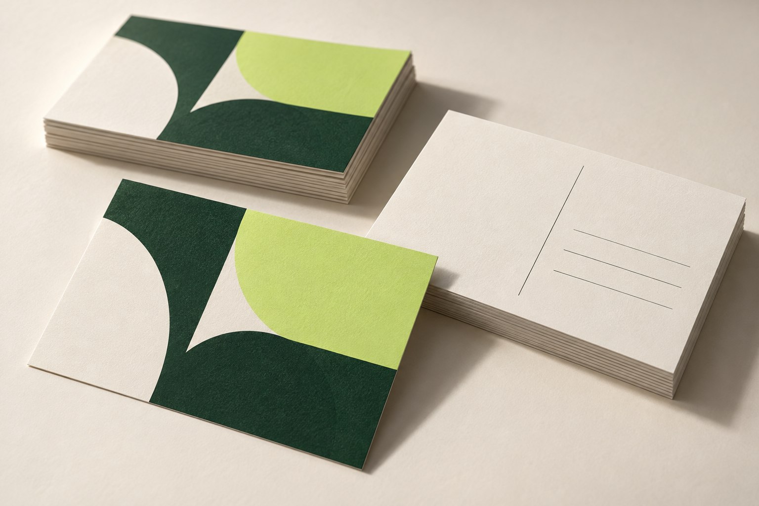 Illustrativ produktvisualisering: Postkort